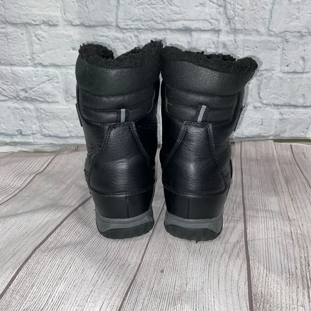 Totes elastic tie with cinch close rubber bottom winter boots black sz 6
